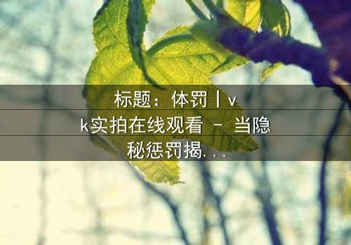 标题:体罚丨vk实拍在线观看 - 当隐秘惩罚揭开人性深渊