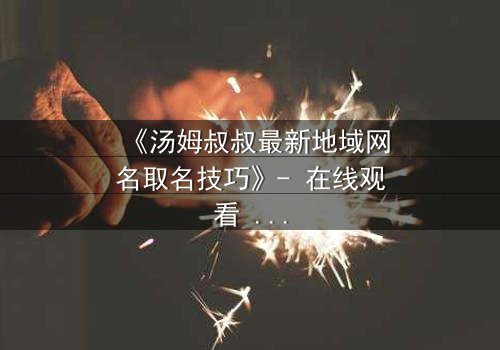 《汤姆叔叔最新地域网名取名技巧》- 在线观看 - 揭秘网络身份背后的惊天秘密