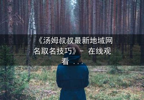 《汤姆叔叔最新地域网名取名技巧》- 在线观看 - 揭开网络身份背后的惊天秘密