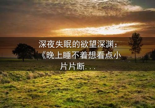 深夜失眠的欲望深渊:《晚上睡不着想看点小片片断肠人》在线观看 - 当禁忌冲动撕裂人生,你敢点开吗?