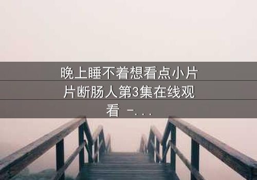 晚上睡不着想看点小片片断肠人第3集在线观看 - 深夜的孤独与救赎交织